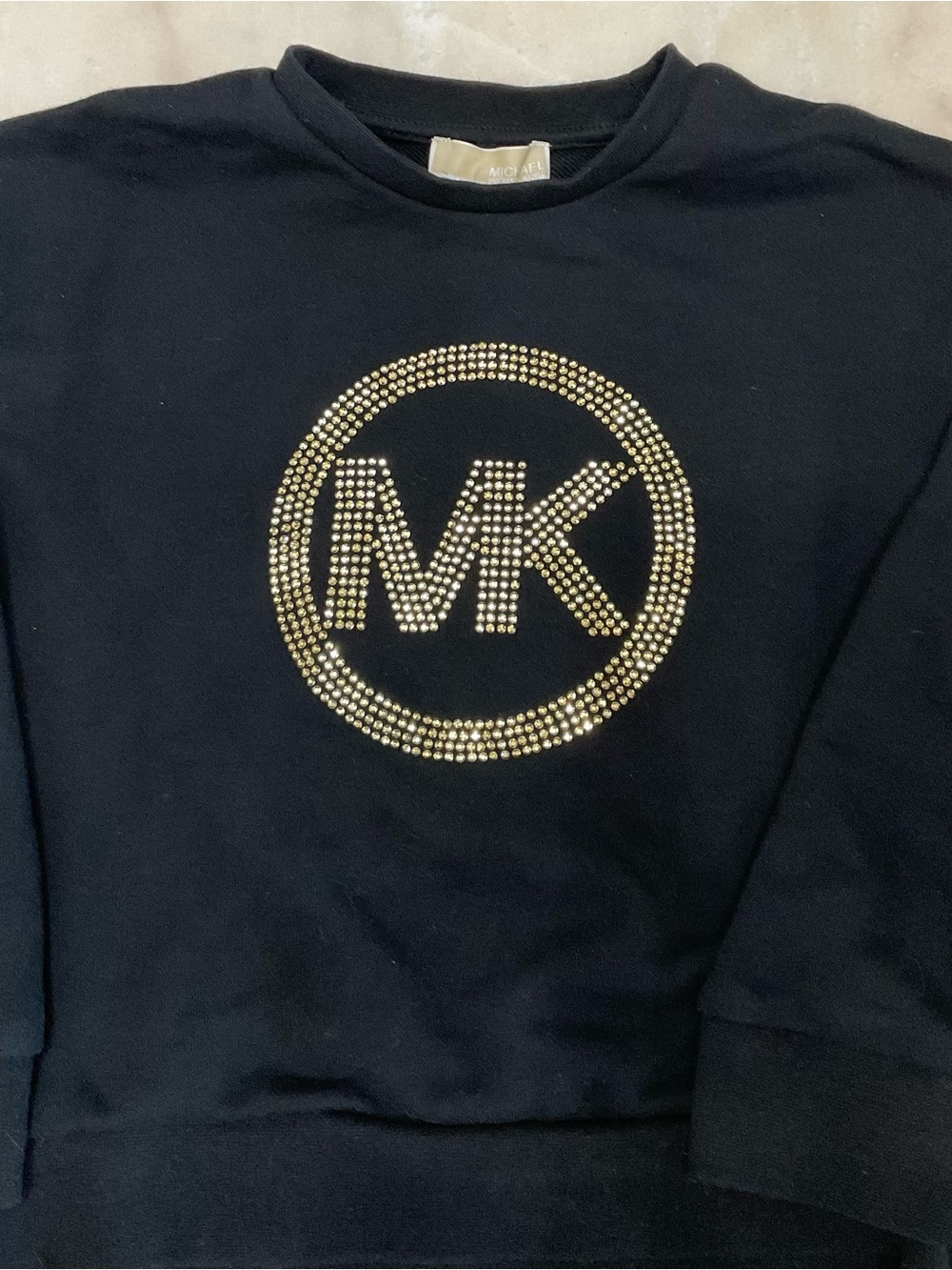 MICHAEL Michael Kors Black Sweatshirt with Gold MK Stud Logo